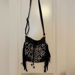 Black and White Fringe Shoulder Bag